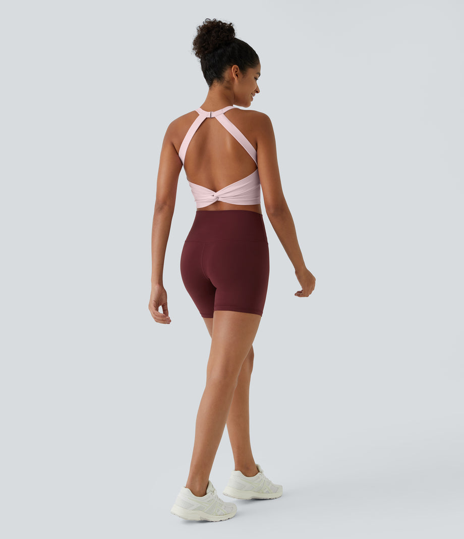 SoftlyZero™ Plush Cut Out Cropped Yoga Tank Top - Primrose Pink