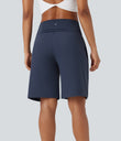 SoftlyZero™ Airy High Waisted Pockets Cool Touch Yoga Bermuda Shorts - Mood Indigo