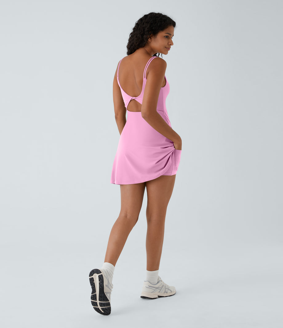 SoftlyZero™ Plush Double Straps 2-Piece Pocket Slip Dance Active Dress A-D Cups - Nosegay