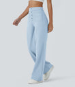 DayStretch High Waisted Pockets Straight Leg Casual Pants - Omphalodes