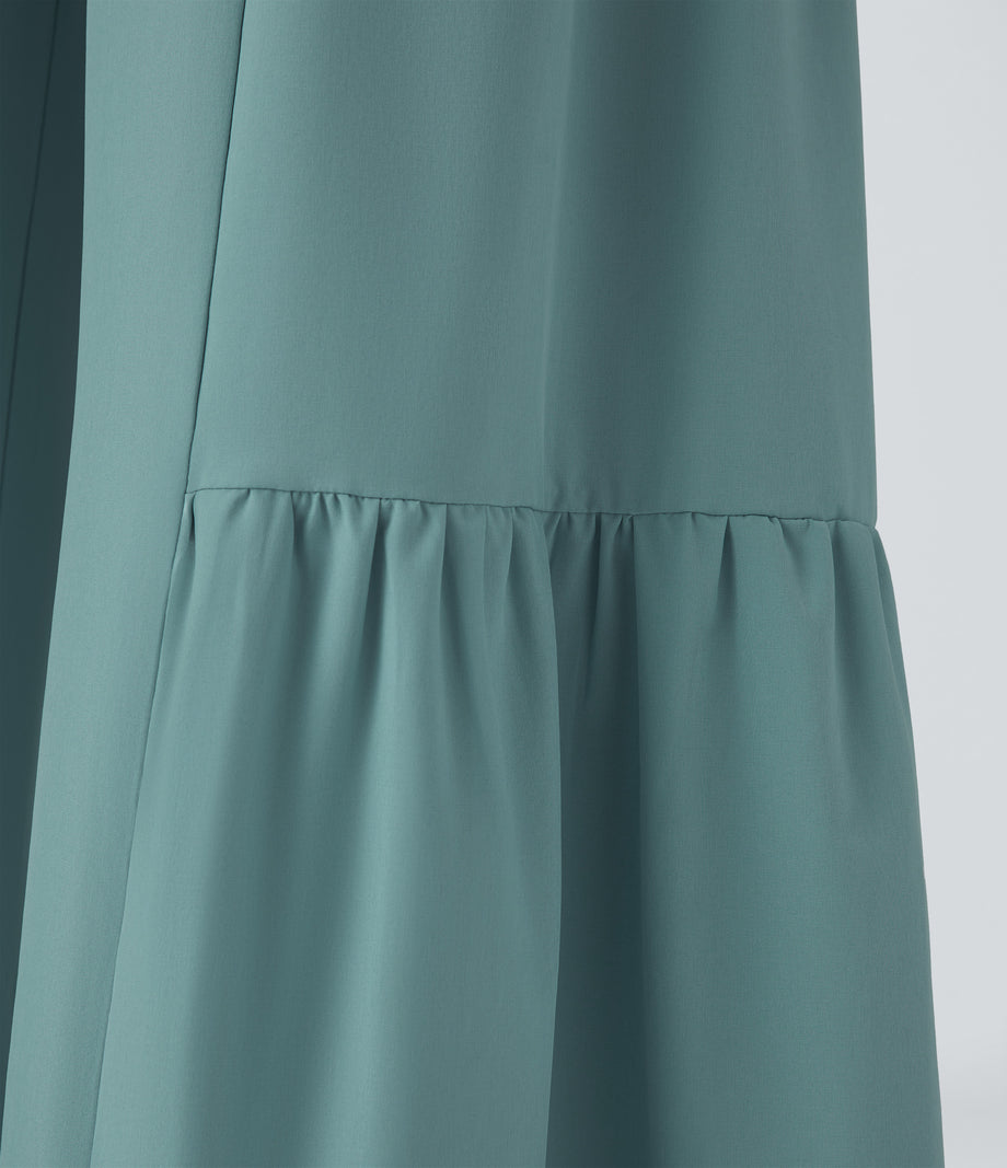 Breezeful™ High Waisted Shirred Tie Front & Back Wide Leg Flowy Quick Dry Casual Pants - Mineral Blue