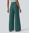 High Waisted Drawstring Wide Leg Casual Linen-Blend Pants with Pockets - Jasper
