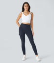DayStretch High Waisted Cargo Pocket Skinny Yoga Leggings - Midnight Blue