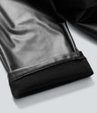 High Waisted Tummy Control Stretchy PU Fleece 7/8 Skinny Casual Leggings with Pockets - Black