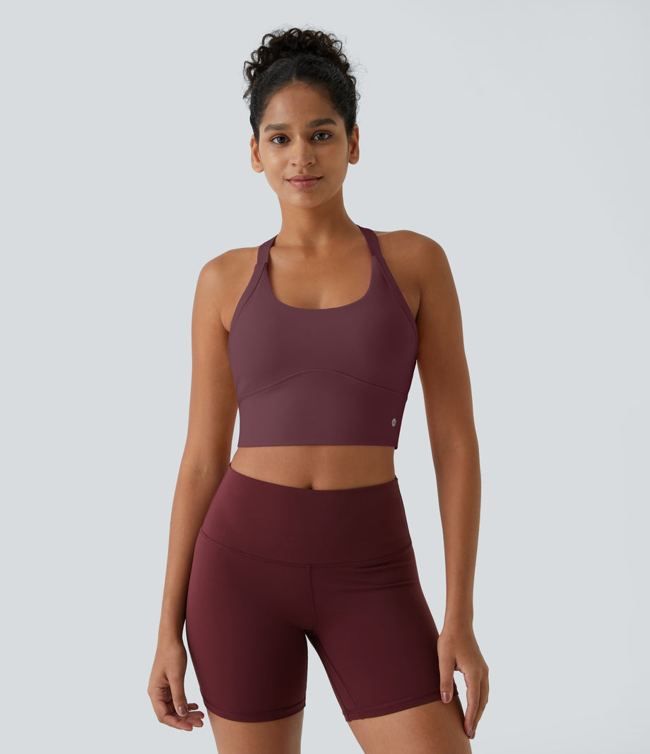 SoftlyZero™ Plush Cut Out Cropped Yoga Tank Top - Red Mahogany