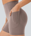 Halara UltraSculpt™ High Waisted Scrunch Butt Lifting Tummy Control Pocket Shaping Workout Biker Shorts 5'' - Dawn Brown