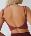 Double Straps Cropped Yoga Tank Top - Deep Wine