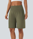 SoftlyZero™ Airy High Waisted Pockets Cool Touch Yoga Bermuda Shorts - Withered Green
