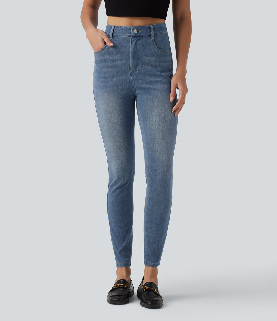 Halara Flex™ High Waisted Casual Skinny Jeans with Pockets -  Blue Jasper Denim