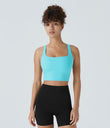 SoftlyZero™ Airy Square Neck Backless Crisscross Cropped Cool Touch Yoga Tank Top-UPF50+ - Loka Blue