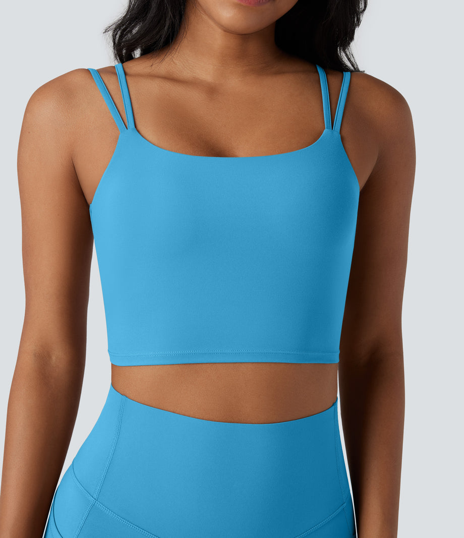 Halara UltraSculpt™ Double Straps Twisted Backless Cropped Yoga Tank Top - Swim Cap