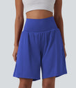 SoftlyZero™ Airy Super High Waisted 2-in-1 Cool Touch Yoga Shorts 9" with Pockets - Aster Blue