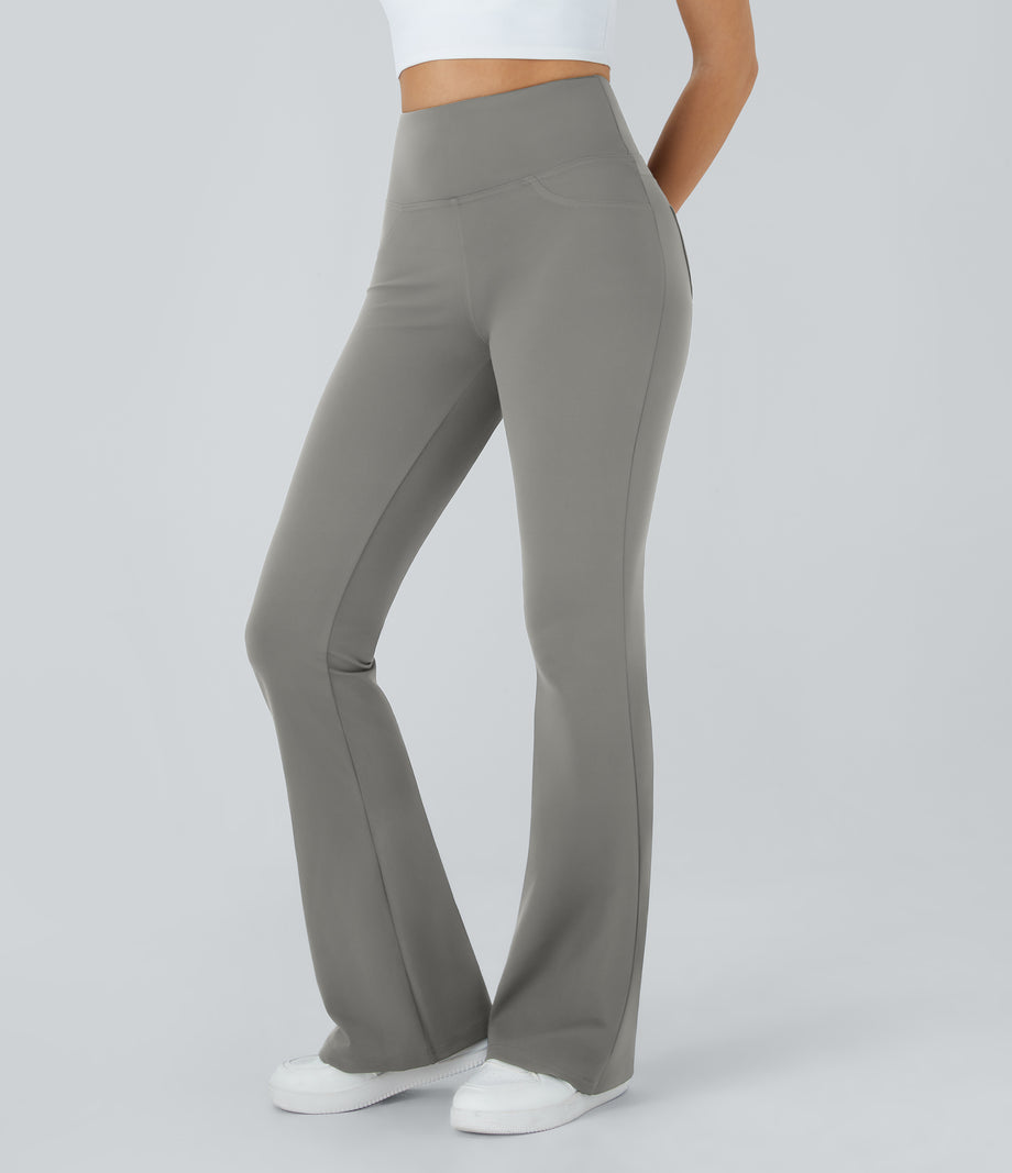 DayStretch High Waisted Pocket Flare Yoga Leggings - Silent Storm