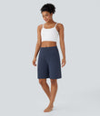 SoftlyZero™ Airy High Waisted Pockets Cool Touch Yoga Bermuda Shorts - Mood Indigo