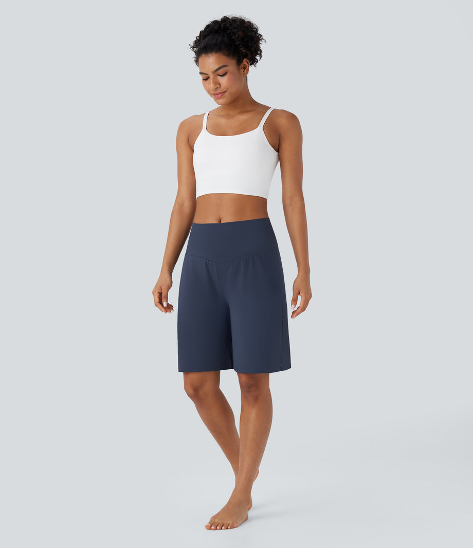 SoftlyZero™ Airy High Waisted Pockets Cool Touch Yoga Bermuda Shorts - Mood Indigo