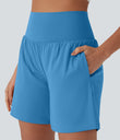SoftlyZero™ Airy Super High Waisted 2-in-1 Cool Touch Yoga Shorts 7" with Pockets - Bonnie Blue