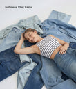 Halara Flex™ High Waisted Pockets Wide Leg Loose Work Jeans - Washed Denim Bleached Blue