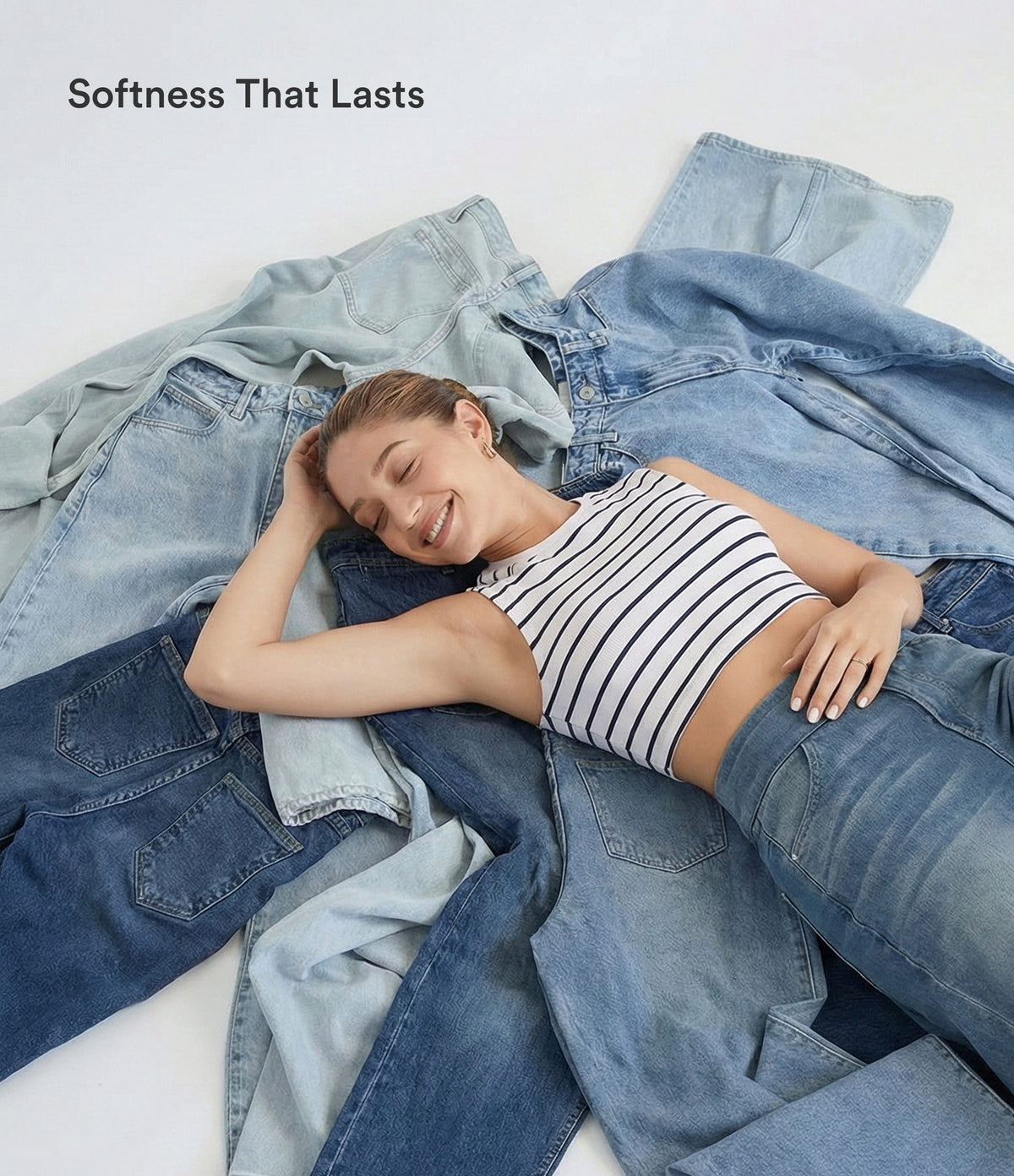 Halara Flex™ High Waisted Pockets Wide Leg Loose Work Jeans - Washed Denim Bleached Blue