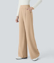 Halara Flex™ High Waisted Body Sculpt Waist-Slimming Pocket Wide Leg Micro Waffle Work Pants - Mellow Buff