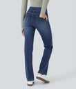 Halara Flex™ High Waisted Pockets Washed Casual Bootcut Jeans - Bright Blue Denim