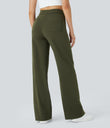 DayStretch High Waisted Pockets Straight Leg Casual Pants - Forest Night