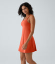 SoftlyZero™ Plush Double Straps 2-Piece Pocket Slip Dance Active Dress A-D Cups - Tigerlily
