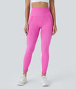 OneForm Seamless Flow High Waisted Ruched 7/8 Yoga Leggings - Fuchsia Fedora