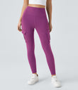 DayStretch High Waisted Cargo Pocket Skinny Yoga Leggings - Deep Orchid