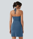 Halter Tie Back Mini Resort Dress with Pockets - Stellar