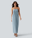 Halter Tie Back Maxi Dress with Pockets - Celestial Blue