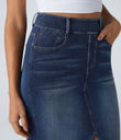 Halara Flex™ High Waisted Pockets Bodycon Washed Denim Casual Midi Skirt - Bright Blue Denim