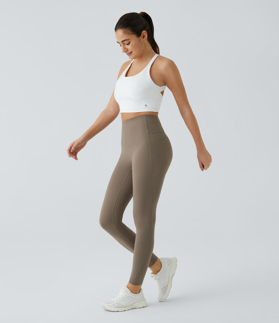 Halara UltraSculpt™ High Waisted Tummy Control Pocket Shaping Training Leggings - Dawn Brown