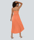 Breezeful™ High Low 2-Piece Pocket Flowy Midi Quick Dry Casual Dress - Flamingo