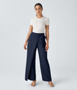 Halara Flex™ High Waisted Tie Side Wide Leg Work Pants - Peacoat