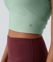SoftlyZero™ Plush Cut Out Cropped Yoga Tank Top - Subtle Green