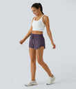 Mid Rise Drawstring Contrast Mesh 2-in-1 Flowy Running Shorts 3'' - Navy Cosmos