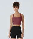 SoftlyZero™ Airy Square Neck Backless Crisscross Cropped Cool Touch Yoga Tank Top-UPF50+ - Cordovan