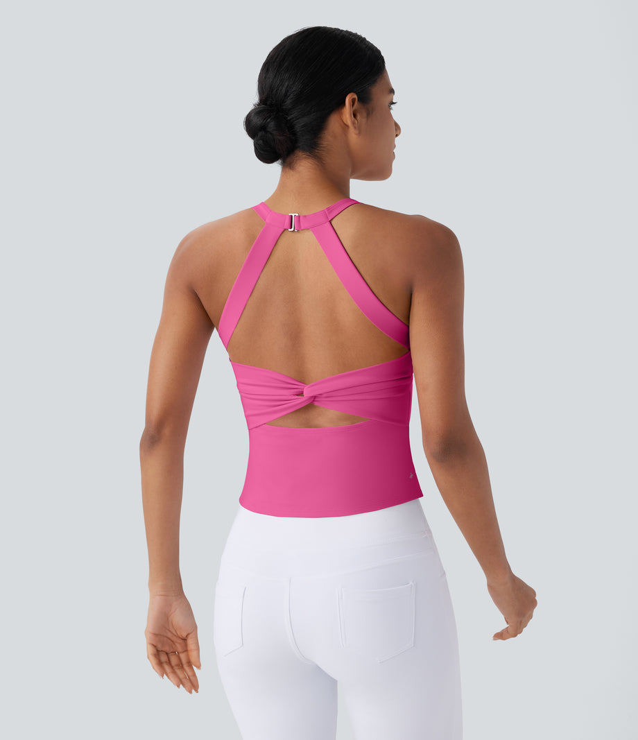 SoftlyZero™ Plush Cut Out Yoga Tank Top A-D Cups - Fuchsia Purple
