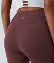SoftlyZero™ Crossover Pocket Plain Leggings-UPF50+ - Red Mahogany