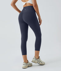 Halara UltraSculpt™ High Waisted Tummy Control Pocket Shaping Training Capri Leggings - Mood Indigo