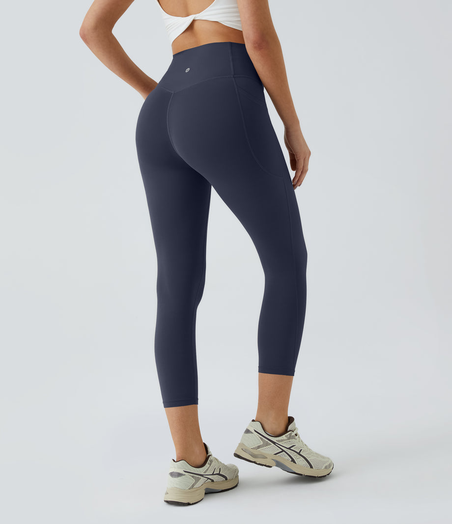 Halara UltraSculpt™ High Waisted Tummy Control Pocket Shaping Training Capri Leggings - Mood Indigo