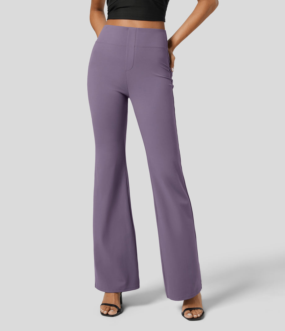 Halara Flex™ High Waisted Back Side Pocket Slight Flare Work Pants - Montana Grape