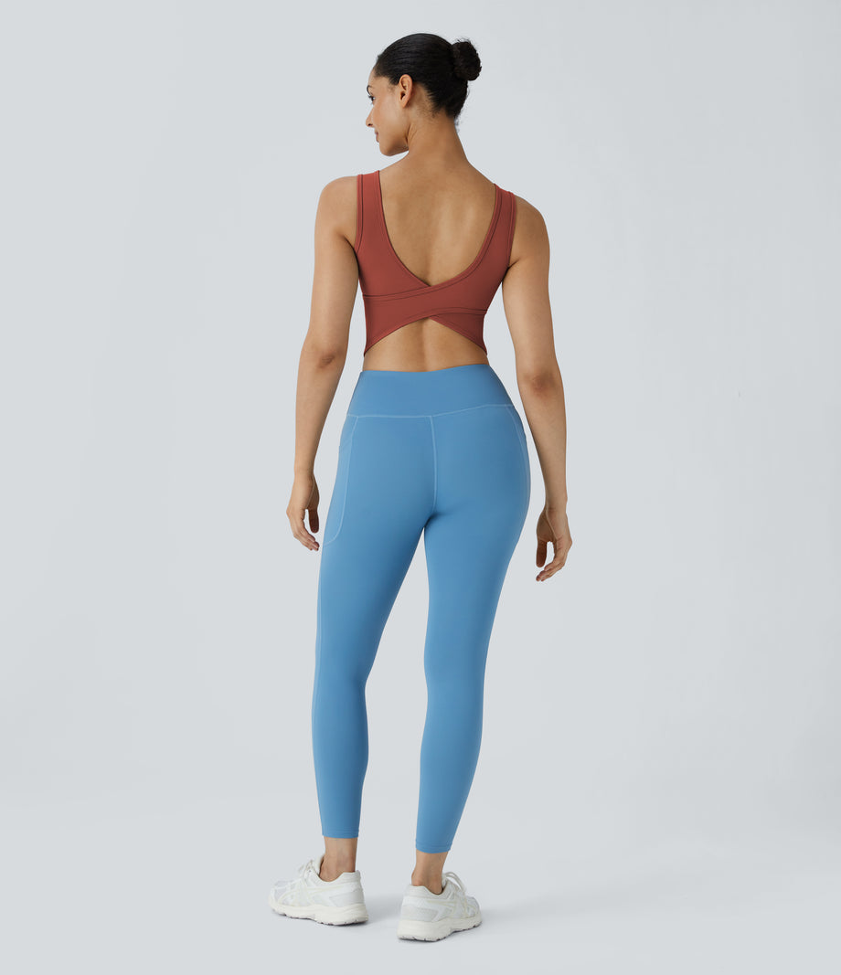 U Neck Crossover Barre Ballet Dance Tank Top A-D Cups - Goose Crest Red