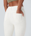 Halara Flex™ High Waisted Pockets Washed Casual Bootcut Jeans - Beige Denim
