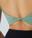 Double Straps Cropped Yoga Tank Top - Hedge Green