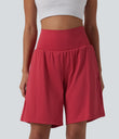 SoftlyZero™ Airy Super High Waisted 2-in-1 Cool Touch Yoga Shorts 9" with Pockets - Winterberry