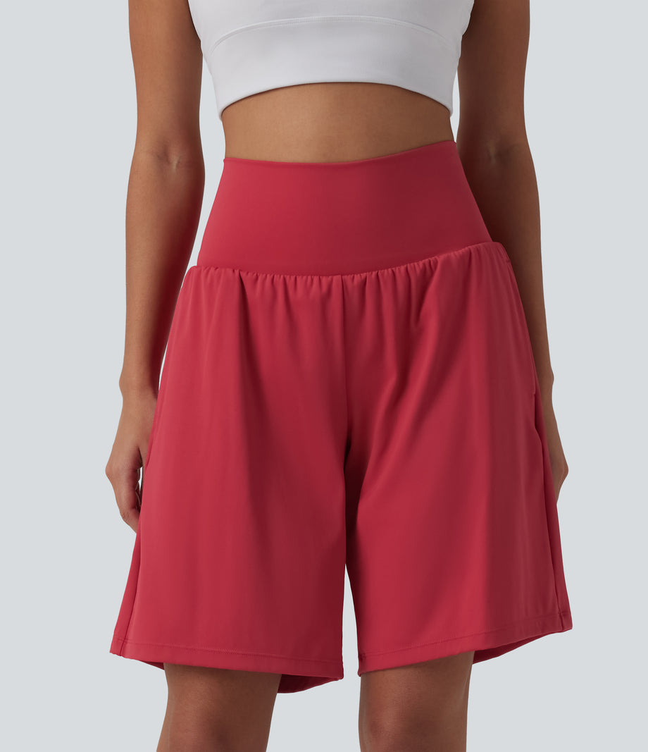 SoftlyZero™ Airy Super High Waisted 2-in-1 Cool Touch Yoga Shorts 9" with Pockets - Winterberry