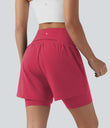 SoftlyZero™ Airy Super High Waisted 2-in-1 Cool Touch Yoga Shorts 7'' with Pockets - Winterberry