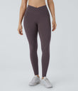Patitoff™ 2.0 Pet Hair Resistant High Waisted Crossover Side Pocket Yoga Leggings - Light Gray Plum Purple