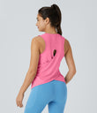 Cut Out Crossover Hem Solid Yoga Tank Top - Bubblegum